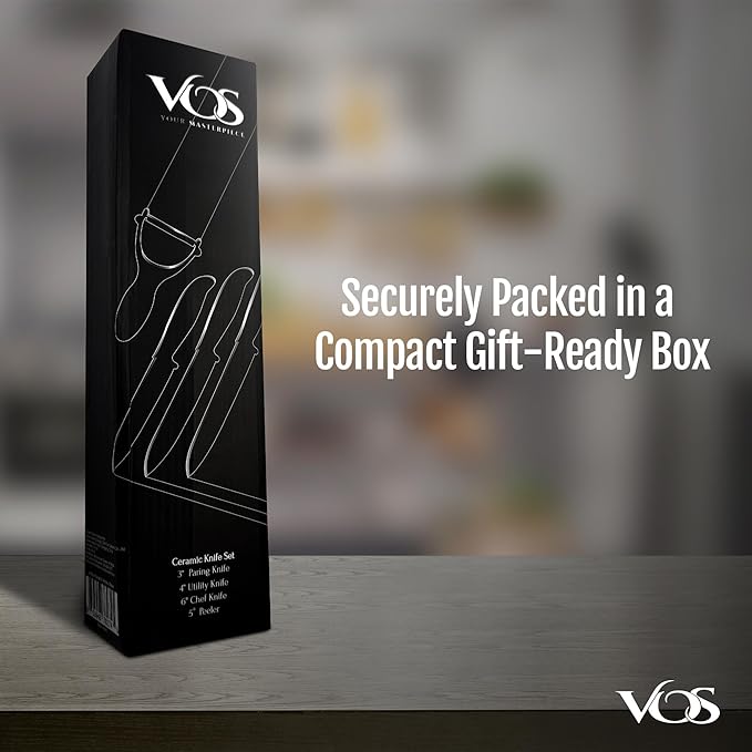 Vos Ceramic Knife Set with Peeler, Ceramic Knives Set