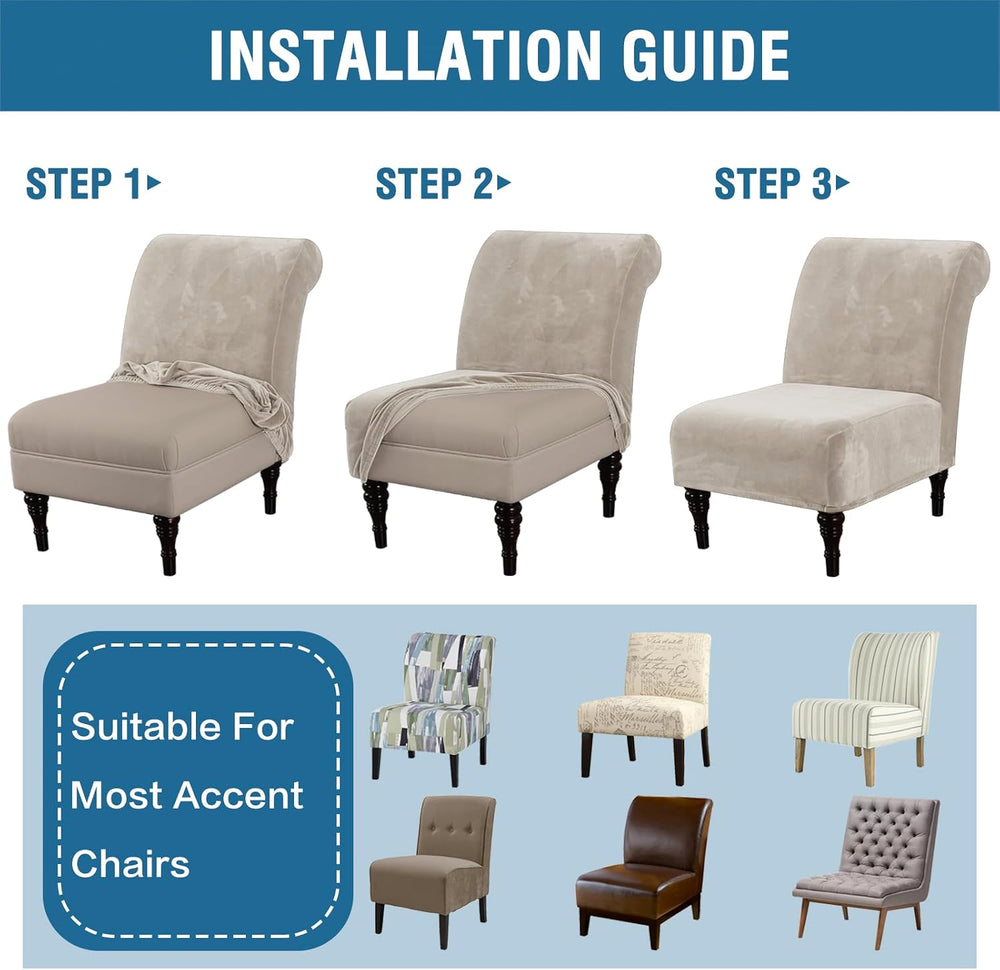 H.VERSAILTEX Armless Accent Chair Covers Thick Velvet Armless Chair Slipcover...