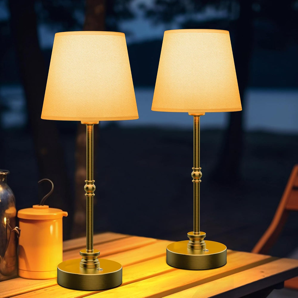 Cordless Rechargeable Table Lamp, Gold, 2 Set