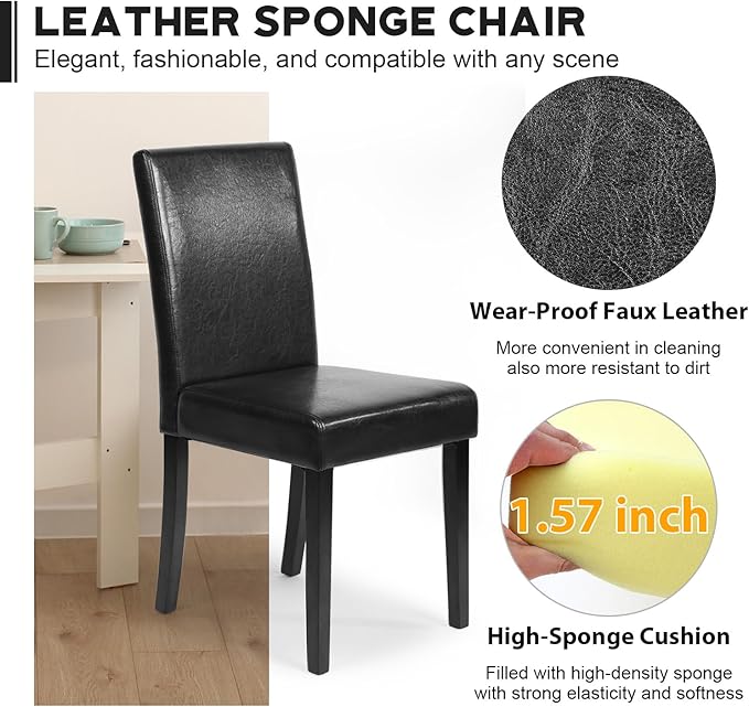 FDW Dining Chairs Set of 4,Dining Room Chairs,Side PU Cushion Chairs with Wat...