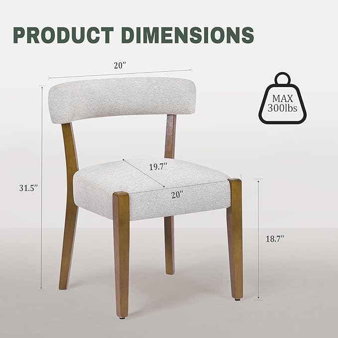 Modern Dining Chairs Set of 2, Walnut Upholstered Kitchen & Dining Room C...