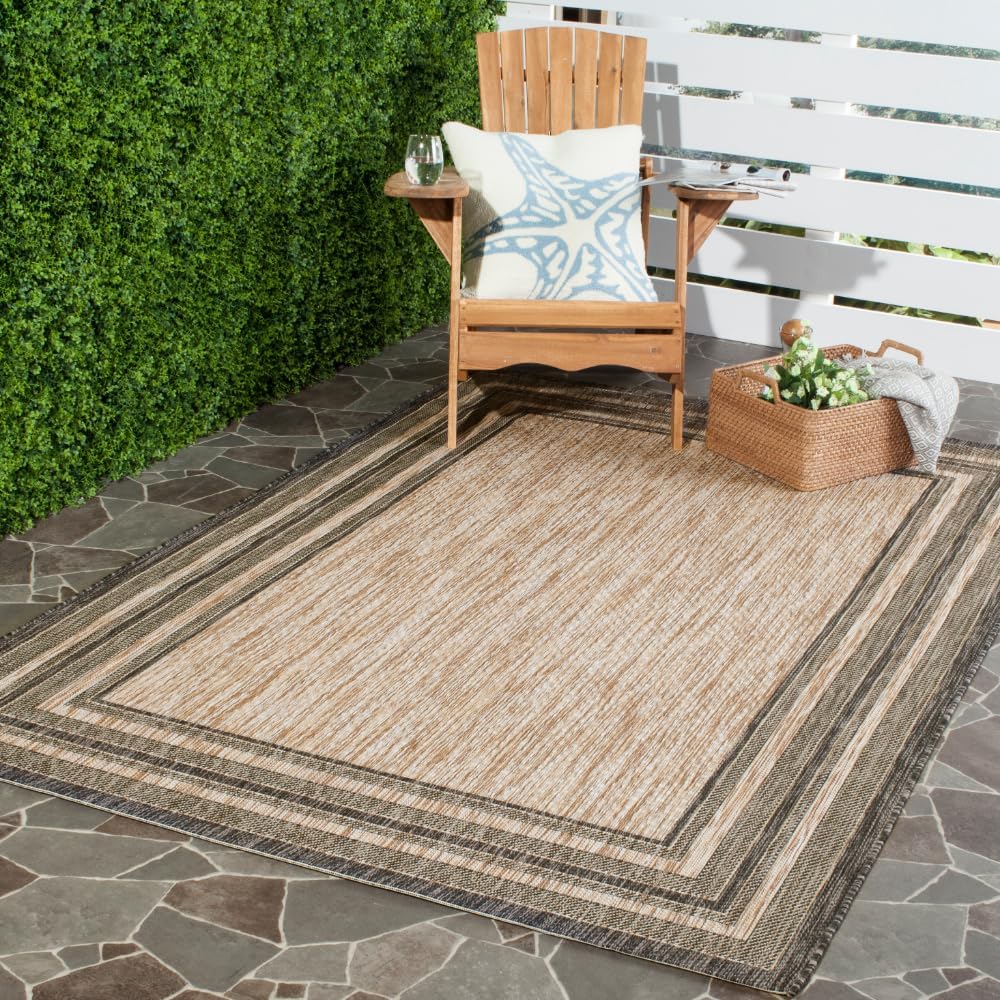 SAFAVIEH Courtyard Collection 4' x 5'7" Natural / Black CY8475 I...