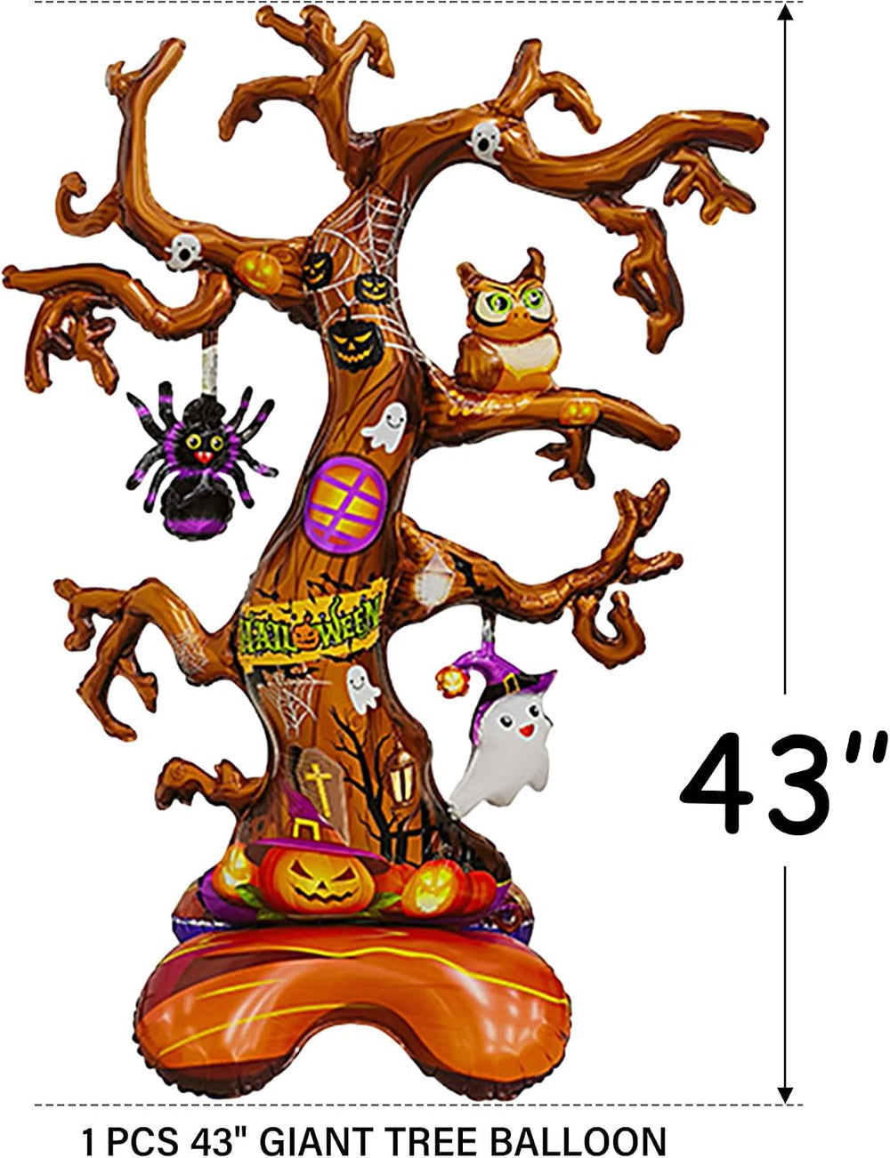 157 Pcs Halloween Party Decorations Kit, 43" Giant Tree Balloon, 4 Ballo...