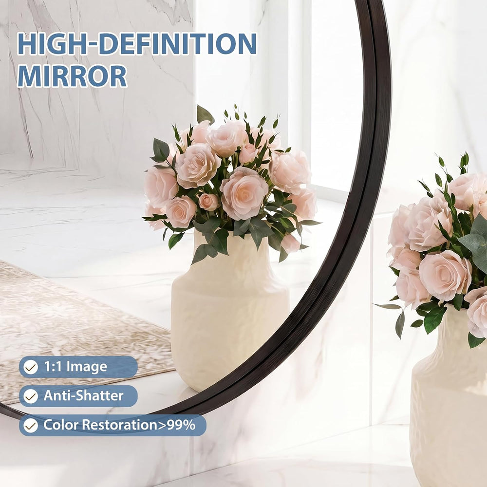 DUMOS Round Wall Mirror 28 Inch, Bathroom Wall Circle Mirror
