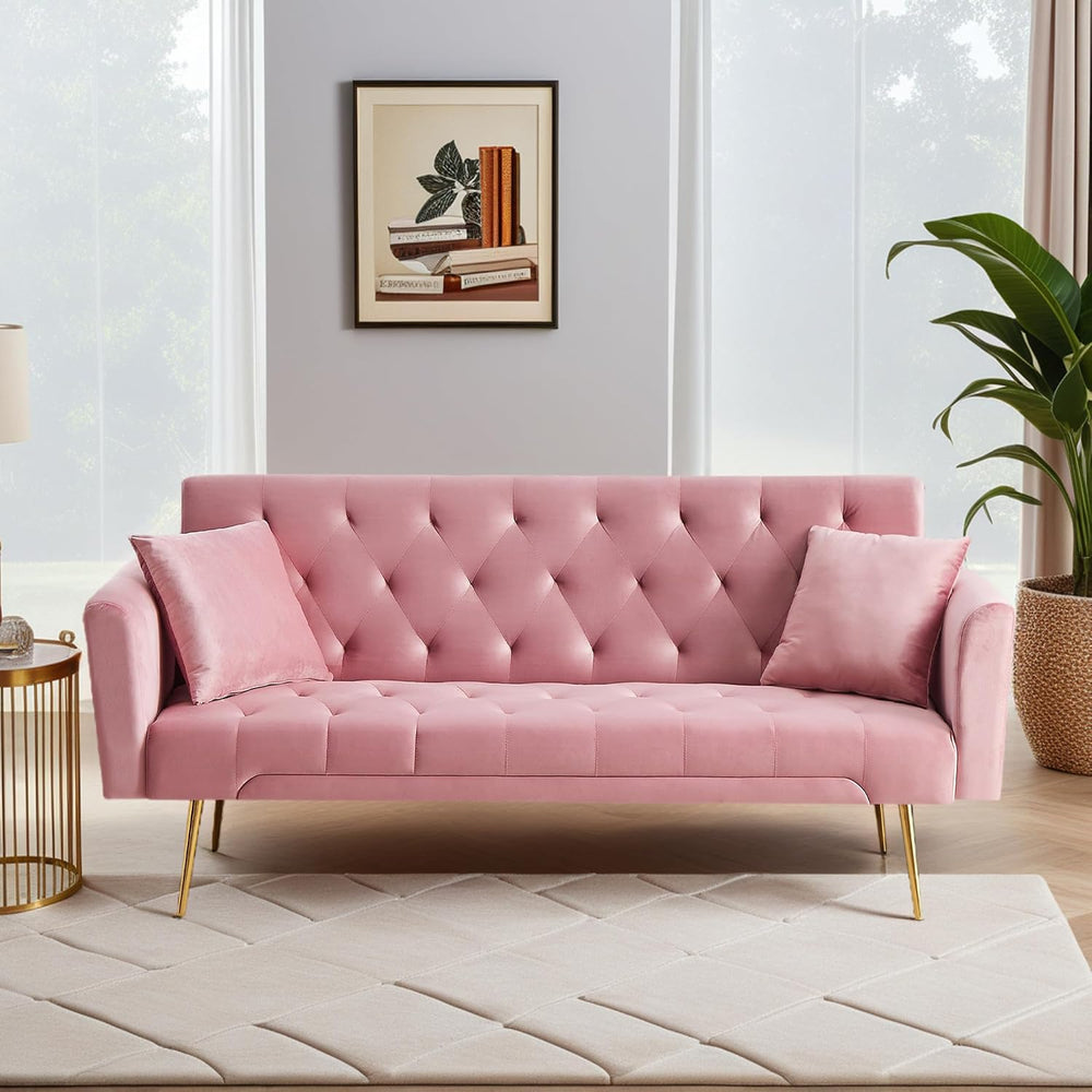 Anwick Modern Velvet Sofa Bed Futon with 2 Pillows,2-in 1 Convertible Sleeper...