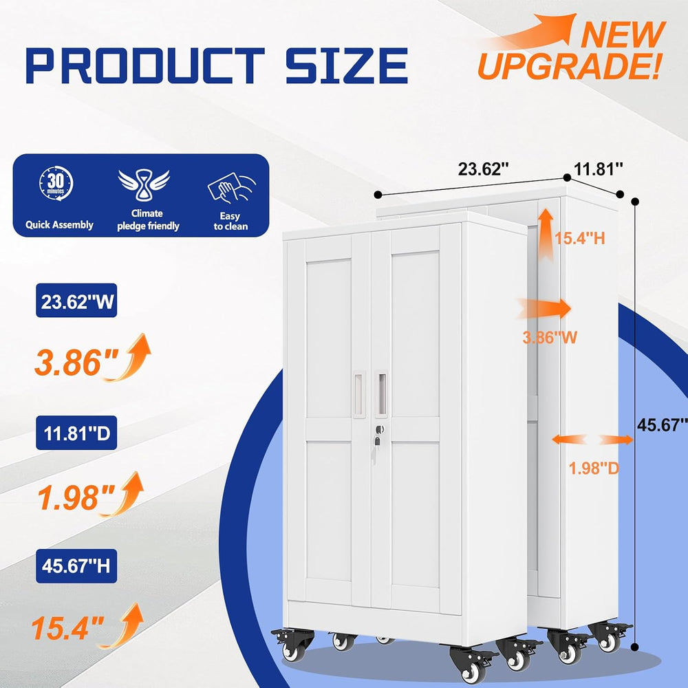 GAIOUS Metal Garage Storage Cabinet with Lock and Wheels, 45.7" Tall Met...