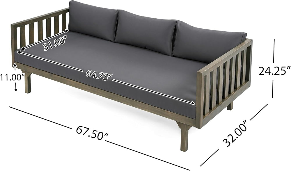 Christopher Knight Home Claremont Outdoor 3 Seater Acacia Wood Daybed with Fa...