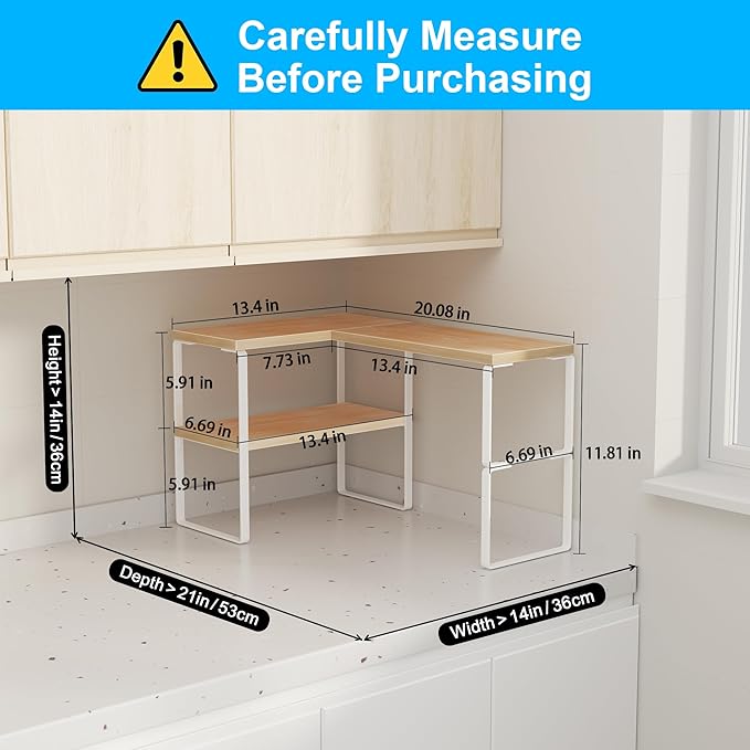 Golener Countertop Organizer Corner Shelf, 2-Tier Adjustable Stackable Corner