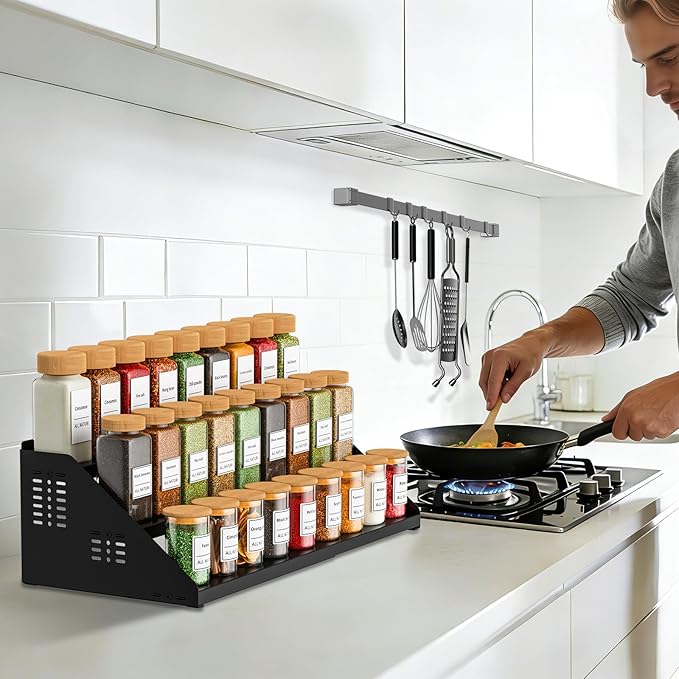 RCHYFEED Spice Rack Organizer for Cabinet, 3 Tier Spice Rack Expandable