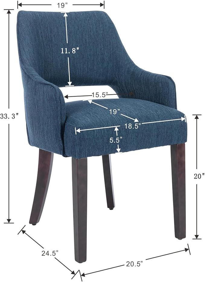 Farmhouse Dining Chairs Set of 2 Upholstered Linen Kitchen Chairs Accent Side...