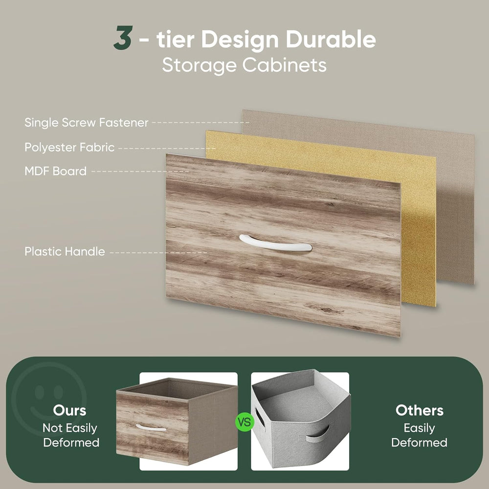 Fabric Dresser for Bedroom with 9 Drawers, Storage Tower
