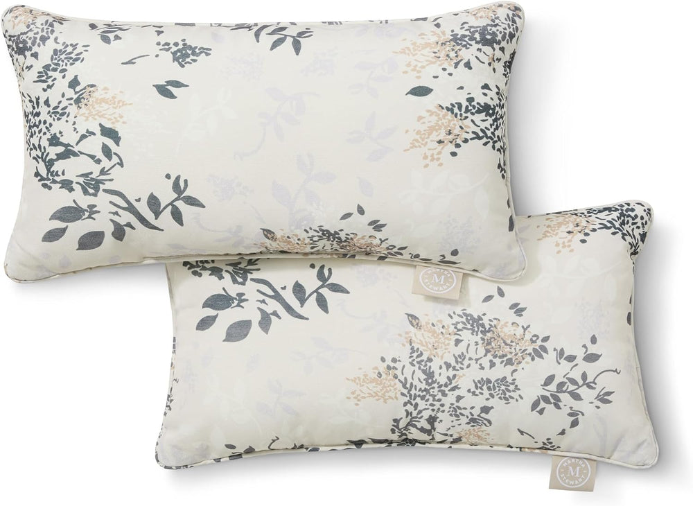 Martha Stewart Charming Foliage Indoor Outdoor Decorative Lumbar Pillow 2-Pac...