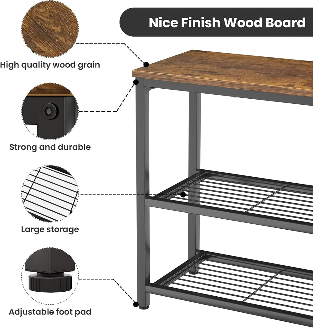 Ecoprsio Small Console Table, Sofa Table with Double Mesh Shelves, Industrial...