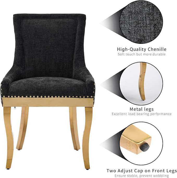Dining Chairs Set of 2, Kitchen & Dining Room Chairs, Chenille Fabric Uph...