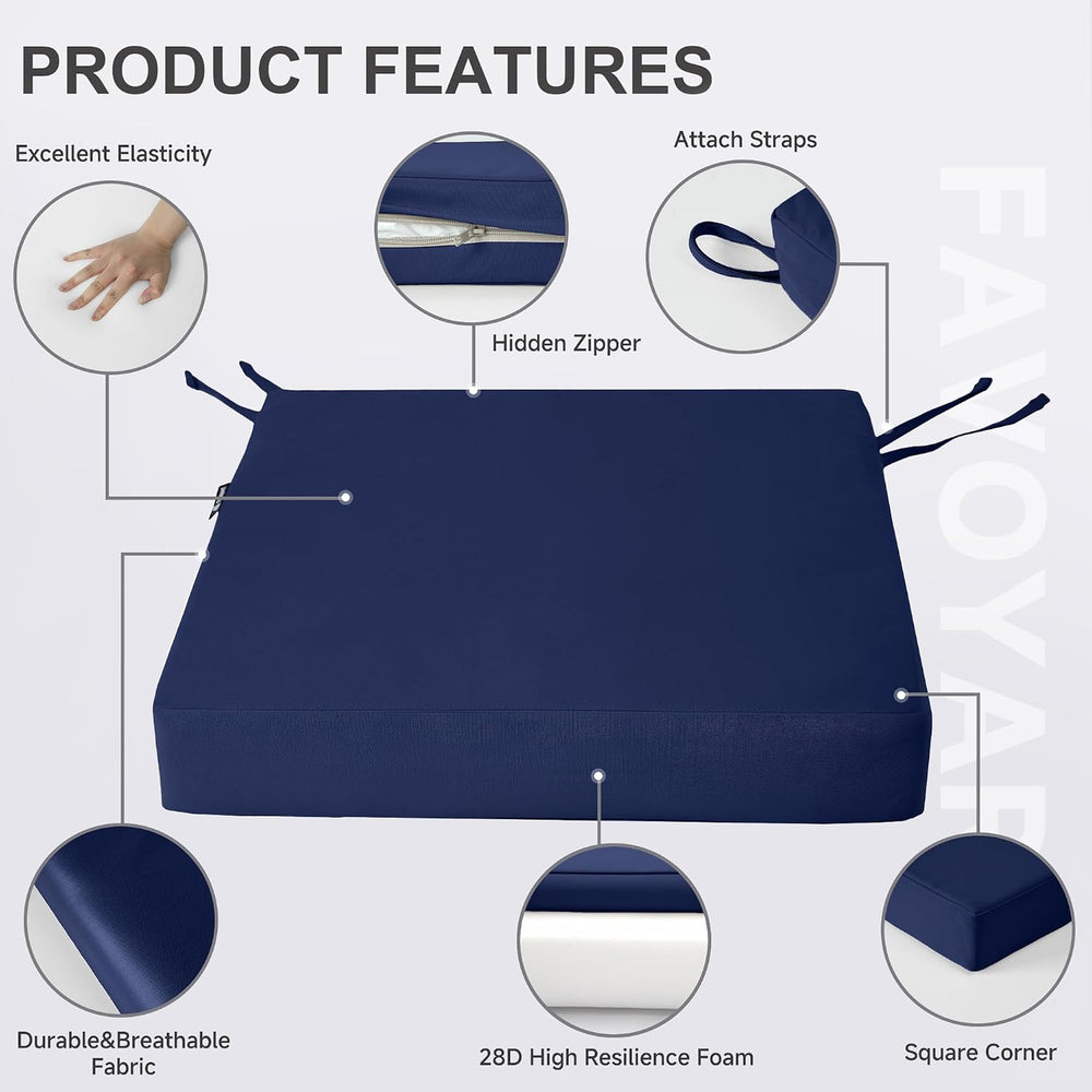 Favoyard Patio Chair Cushions 19 x 19 x 3 Inch Waterproof Outdoor Seat