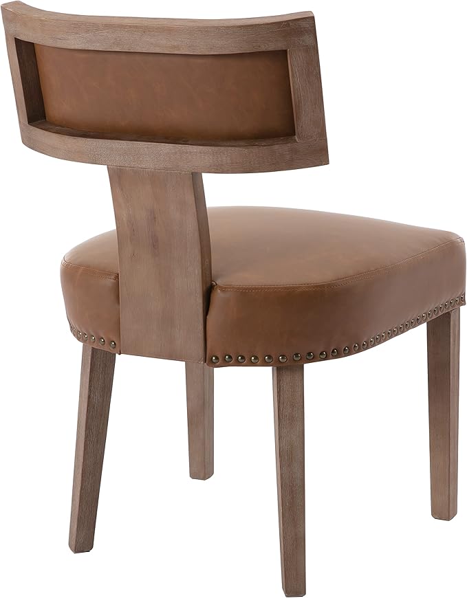 Mid Century Modern Dining Chairs Set of 2 PU Leather Upholstered Kitchen Side...