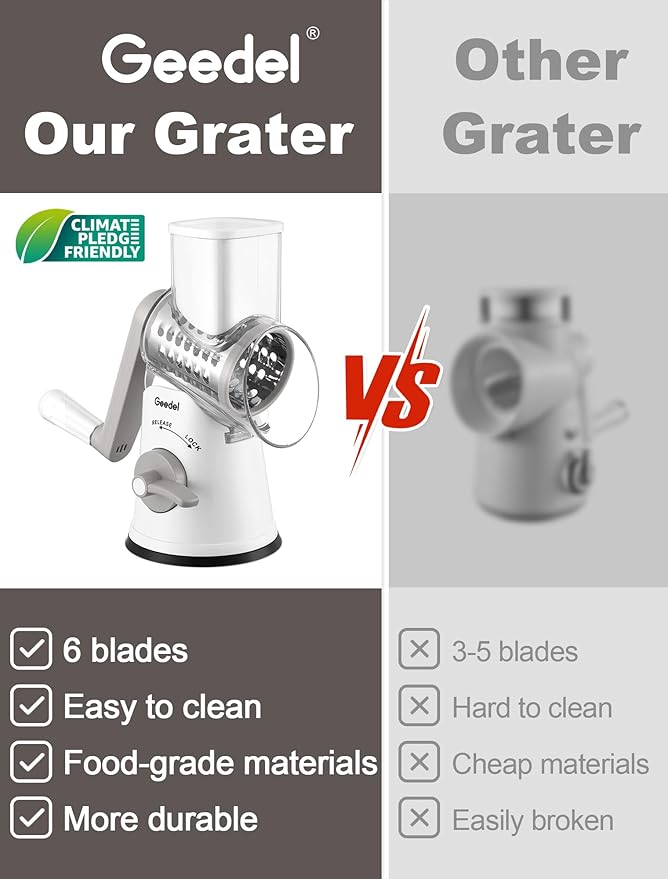 Geedel Rotary Cheese Grater Vegetable Shredder