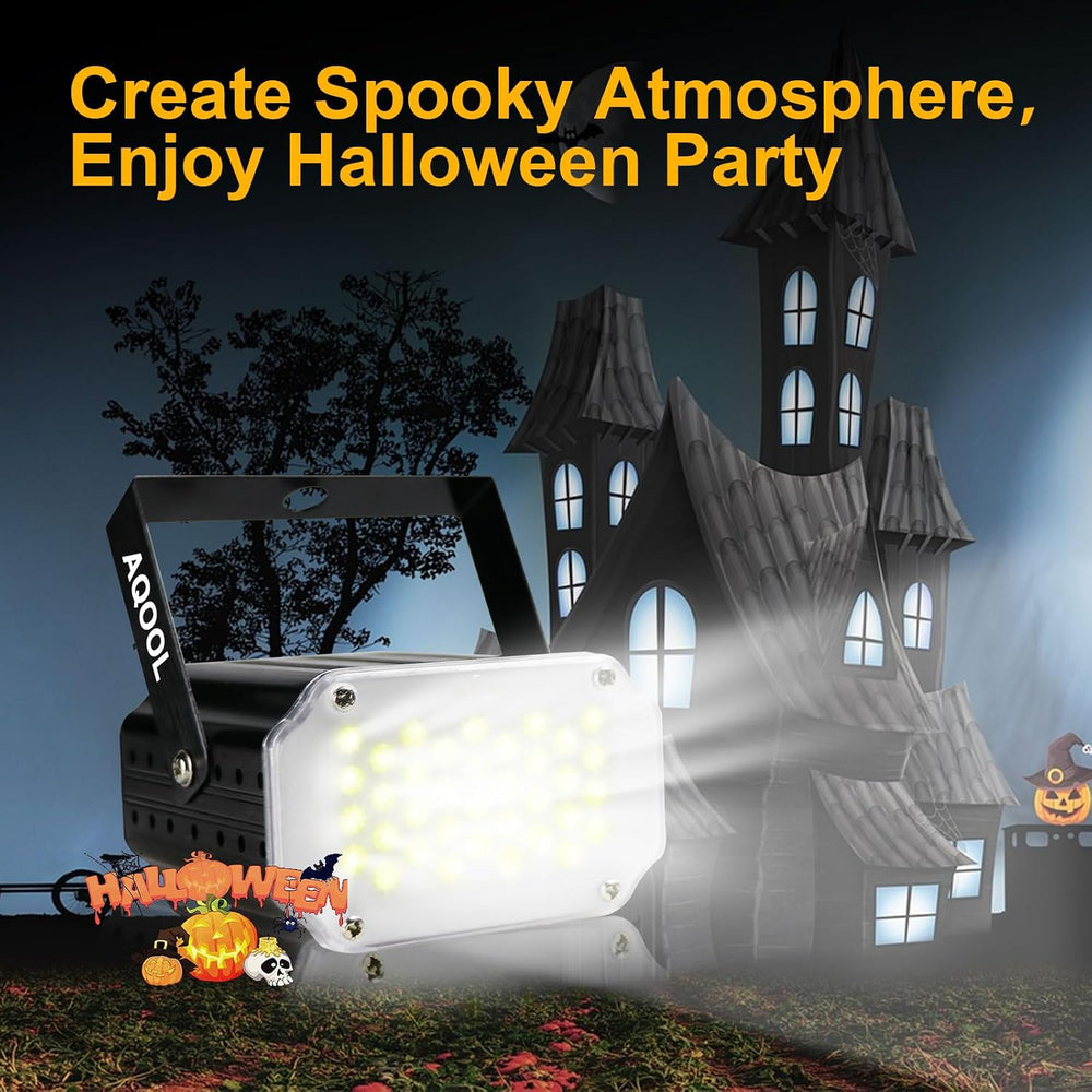 2-Pack Halloween Strobe Lights for Parties, Mini 36 LED White Strobe
