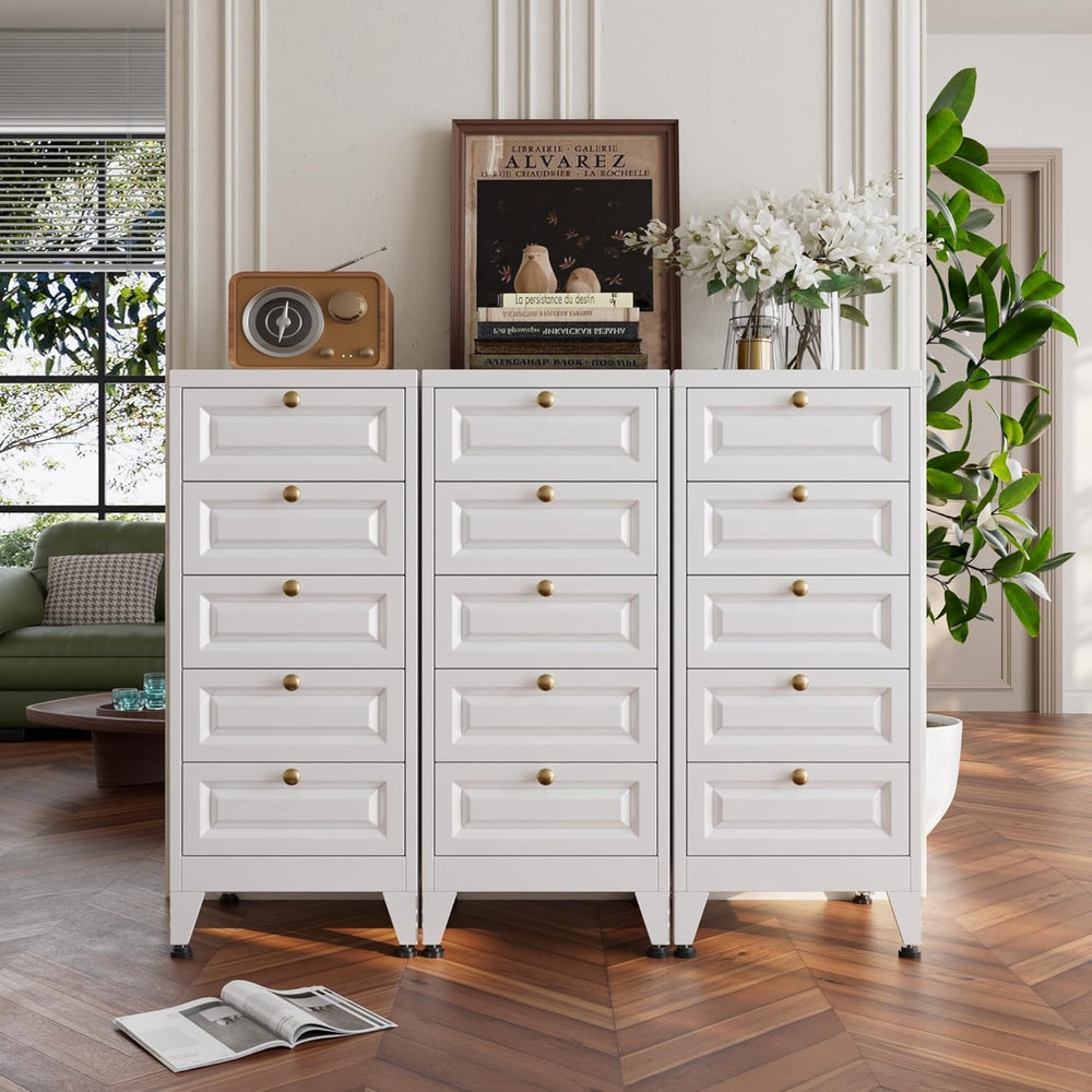 5 Drawer Slim Metal Dresser, 39.3" H Narrow Tall Vertical Chest