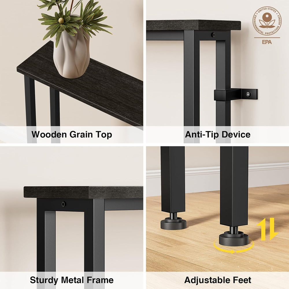 Keelian 102" Narrow Console Sofa Table - 2 Power Outlets & 4 USB Por...