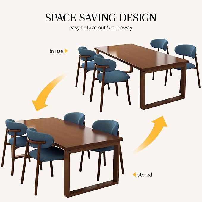 Kitchen Dining Chairs Set of 4 Modern Soft Linen Farmhouse Dining Room Chair ...