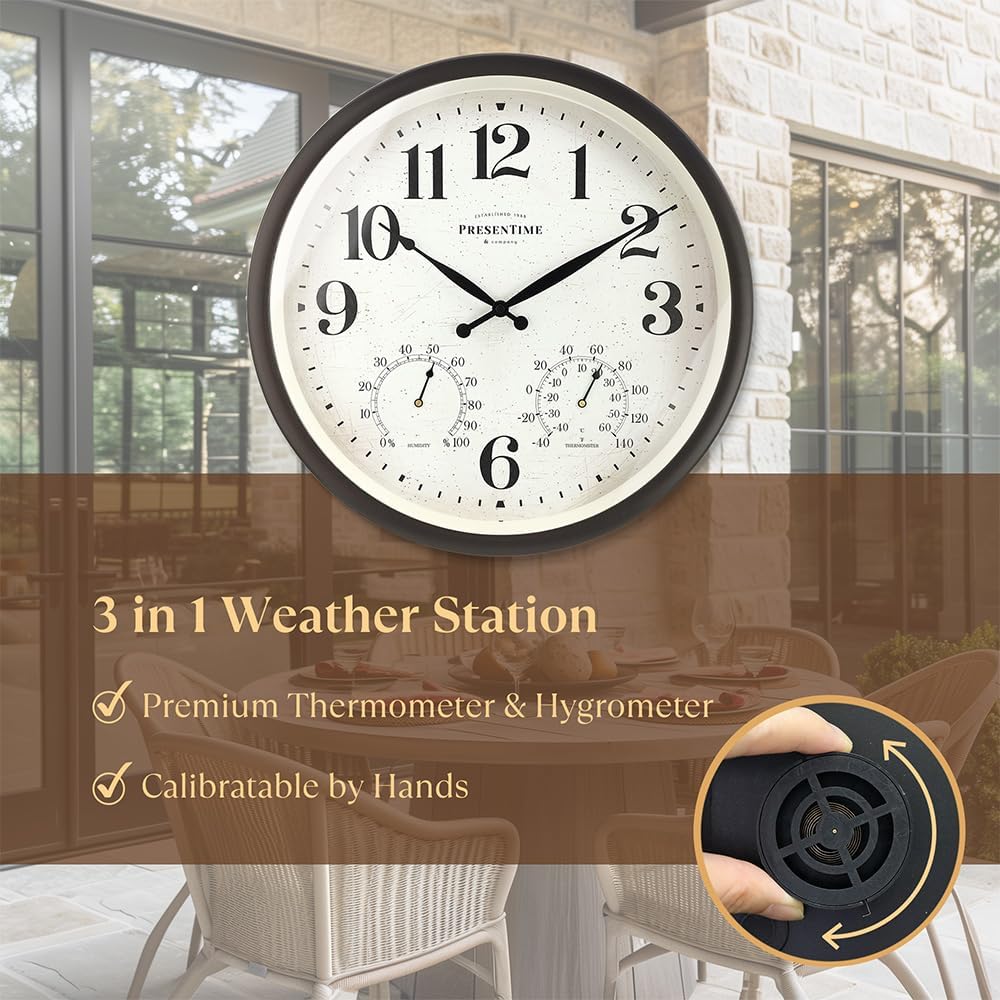 Presentime 16" Farmhouse in/Outdoor Clock