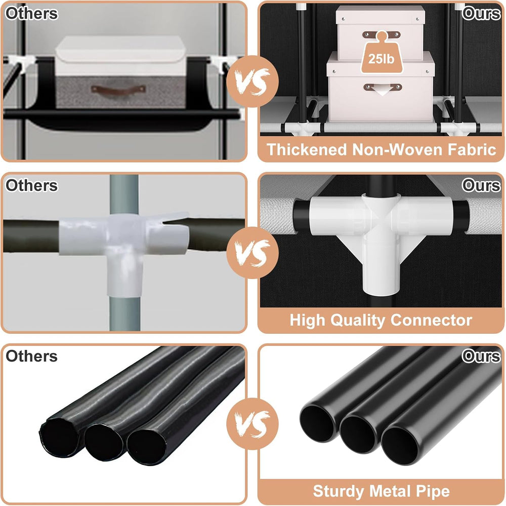 VTRIN Portable Closet for Hanging Clothes 67 Inch Wide Large Capacity Portabl...