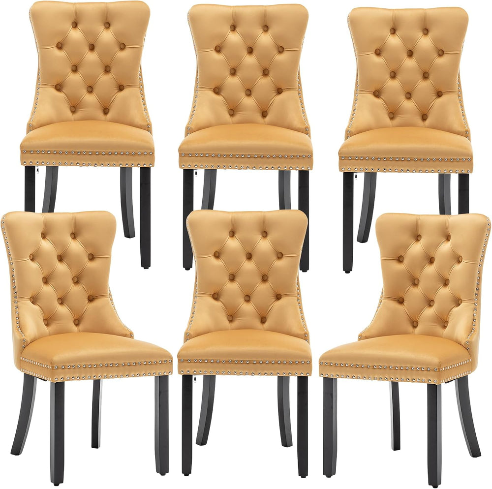 Mid Century Modern Dining Chair Set of 6 Velvet Upholstered Dining Accent Cha...