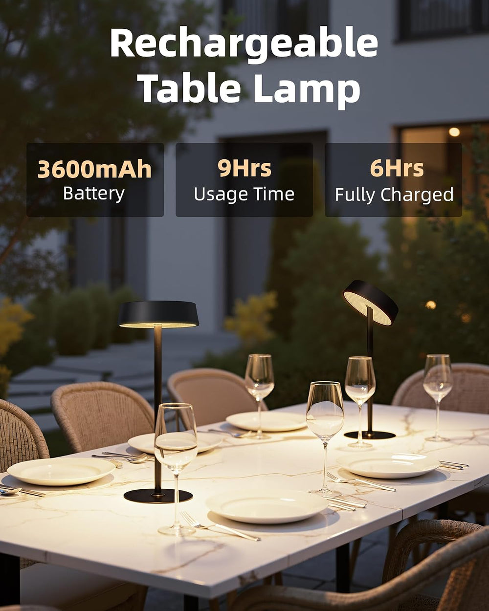 EZVALO Rechargeable Cordless Table Lamp 2 Pack, RGB & 360° Rotating Head