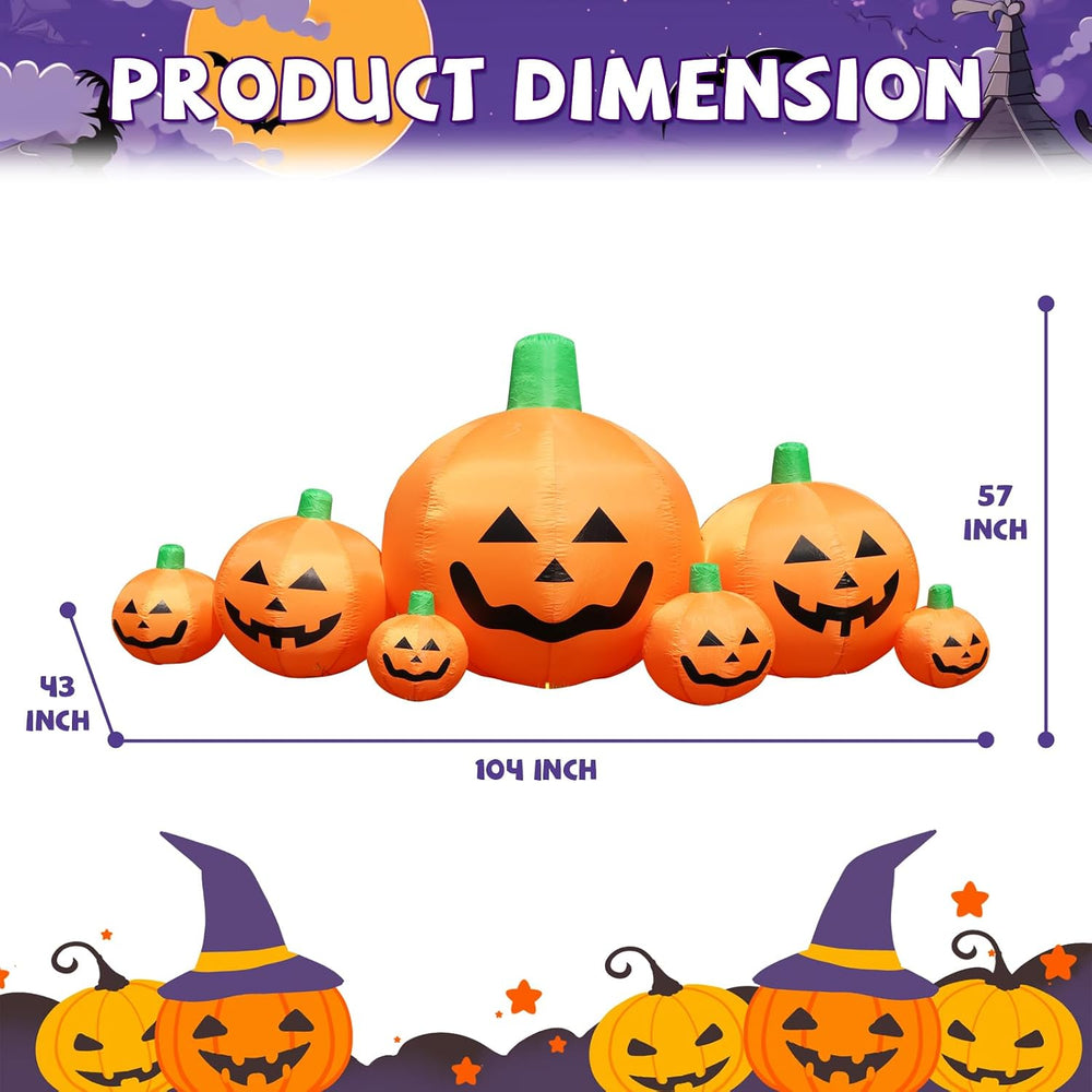 8.7 FT Long Halloween Inflatable Pumpkins, 7 Cute Patch with Built-in LEDs, O...