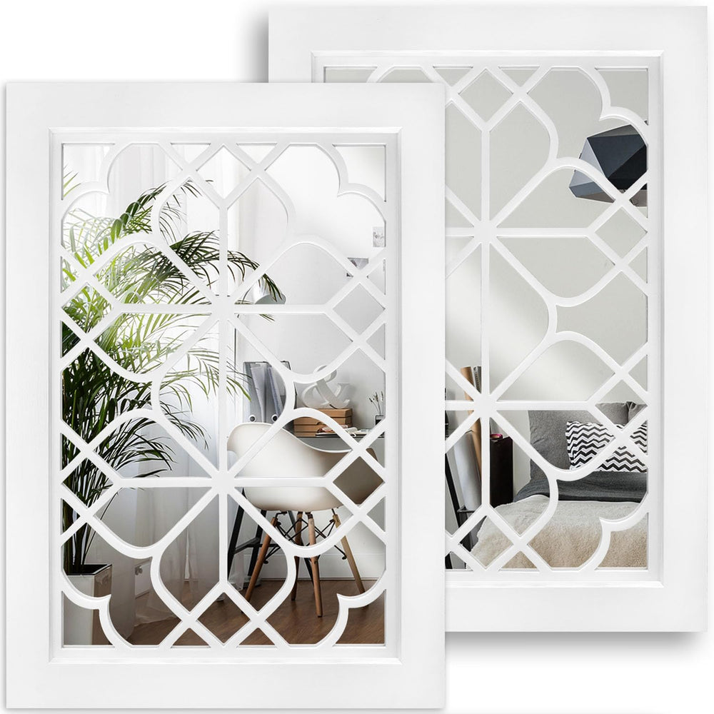 Wocred Set of 2 Rectangular Wall Mirror,White Color Entry Mirror for Bathroom...