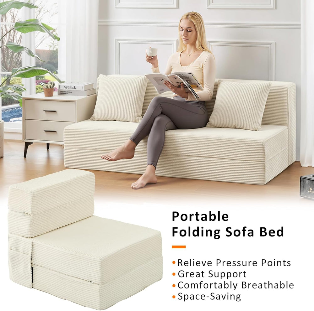 Single Size Folding Sofa Bed - 4 in 1 Convertible Sleeper Chair - High Densit...