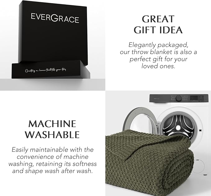 EVERGRACEHOME Chunky Chenille Knit Throw Blanket