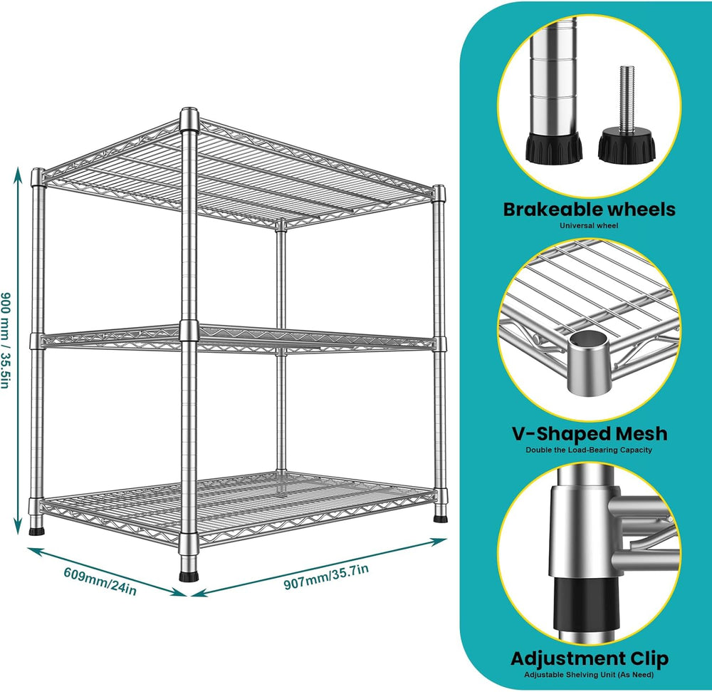 24"Depth Metal Wire Shelving Unit Storage Shelves Adjustable Kitchen she...
