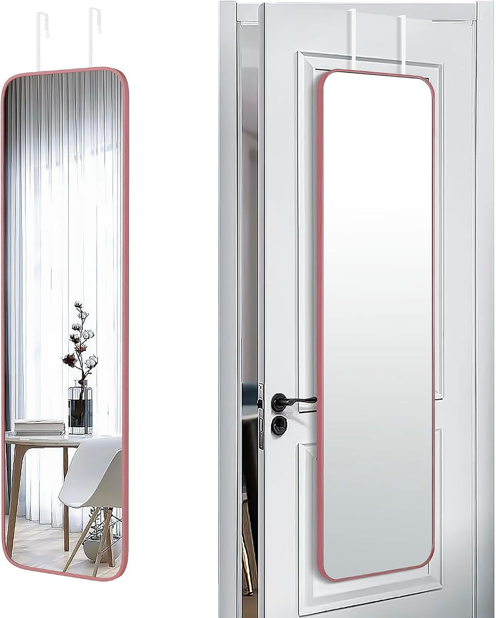 47x14" Full Length Mirror Over the Door Hang or Wall Mounted RoseGold