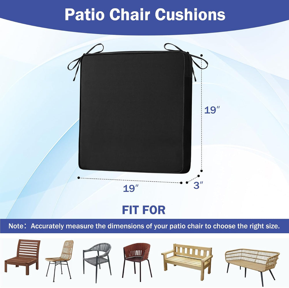 IASEAHK Patio Chair Cushions, 19" x 19" x 3" Outdoor Chair Cus...