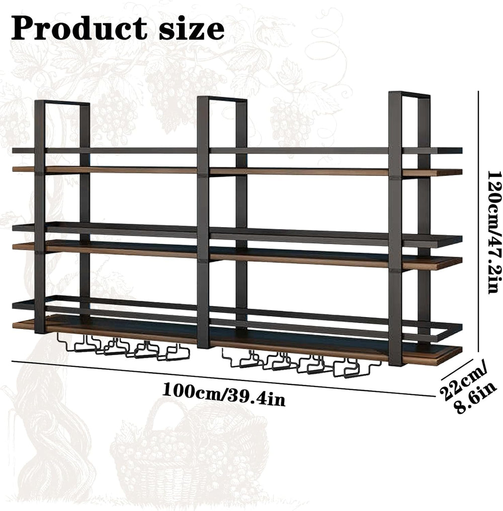 Wall Mounted Wine Rack with LED Light, Metal Liquor Bottles Display Shelf, Fl...
