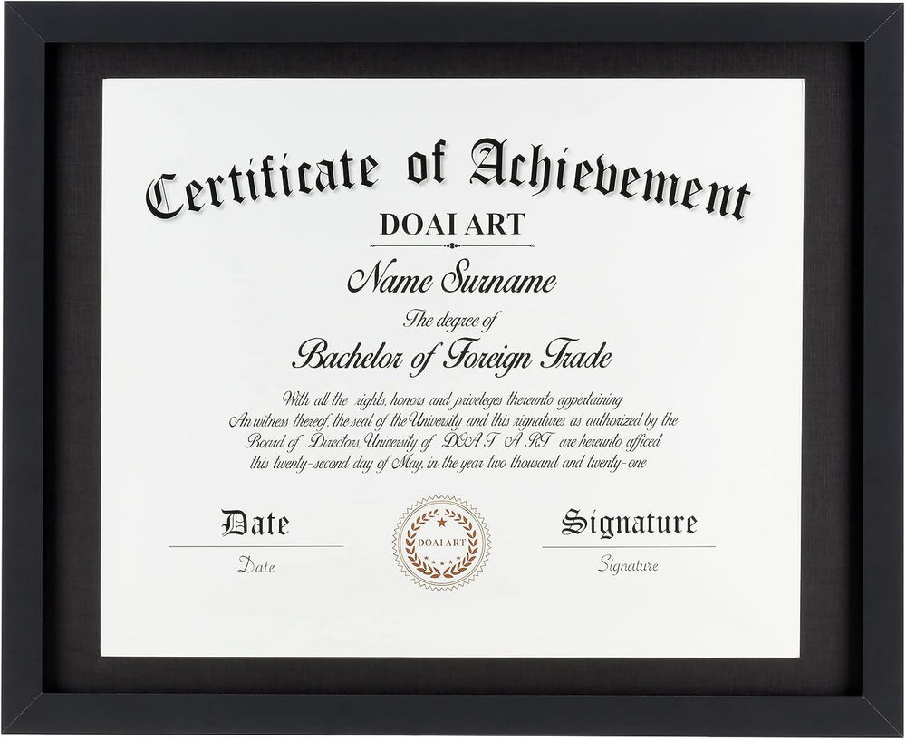DOAI ART Diploma Frame 14x17 with Mat Classic Black HD Glass,Black