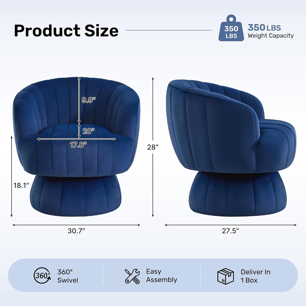 360ยฐSwivel Accent Barrel Chair, Cute Comfy Small Round Arm Chair, Club Readin...
