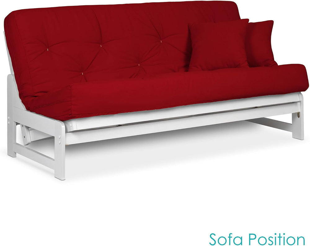 Nirvana Futons Arden Armless White Wood Futon Frame Only, Queen Size - Solid ...