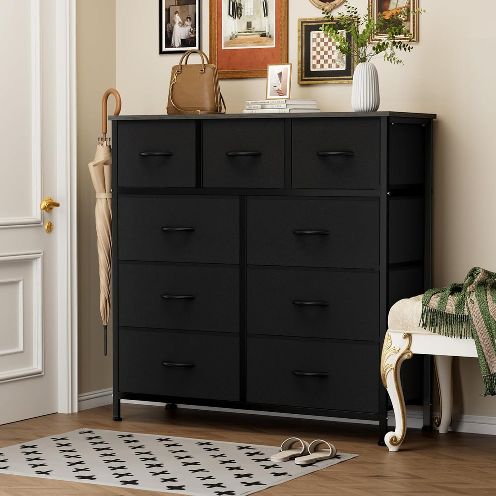 OLIXIS 9 Drawer Black Dresser for Bedroom, Closet Organizer Storage Tower
