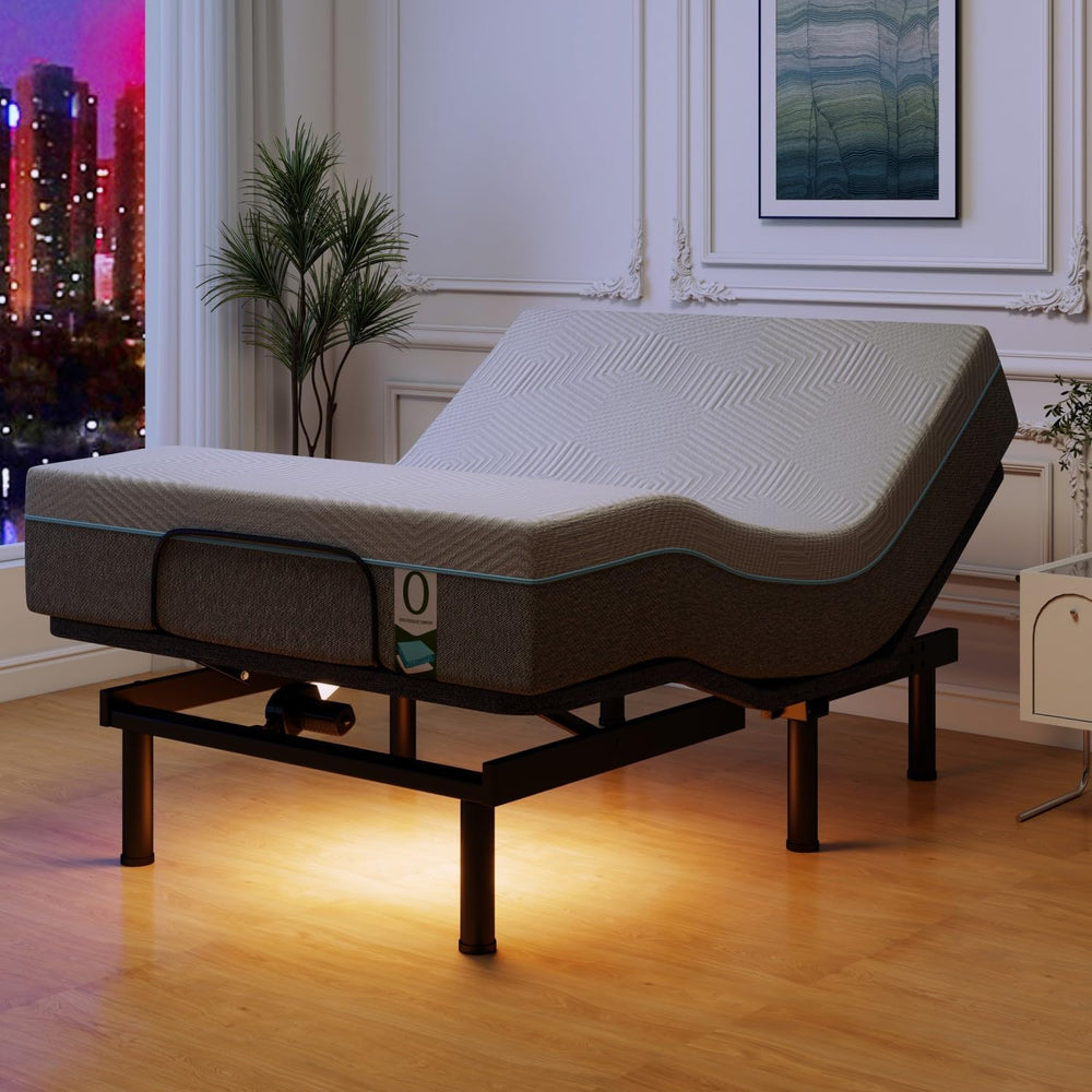 Vipbear Adjustable Bed Base Full Massage with 12" Memory Foam Mattress D...