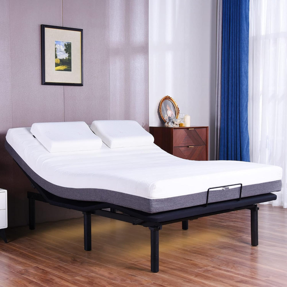 Fromann Adjustable Bed Frame Queen Bed Base for Bedroom, No Tools Assembly