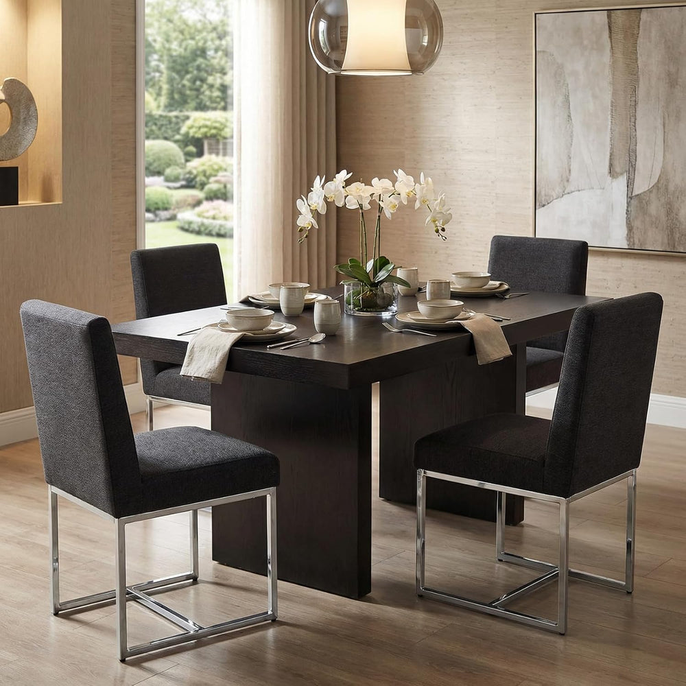 CIMOTA Black Modern Dining Chairs Set of 4, Upholstered Dining Room Chairs Ar...