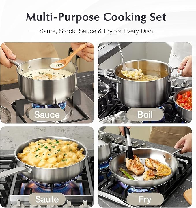 KOCH SYSTEME CS Stainless Steel Pots and Pans Set, 10 Piece Stainless Steel