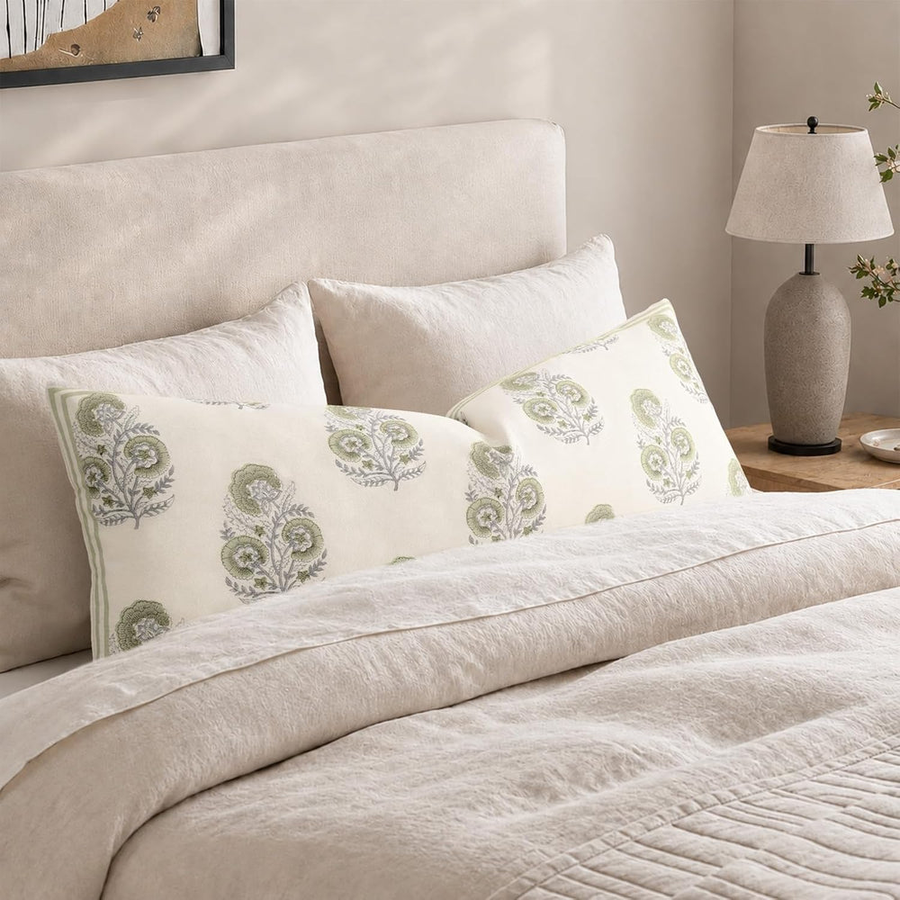 Vintage Floral 14x36 Lumbar Pillow Cover for Bed Pack of 1, Double-Sided Bota...