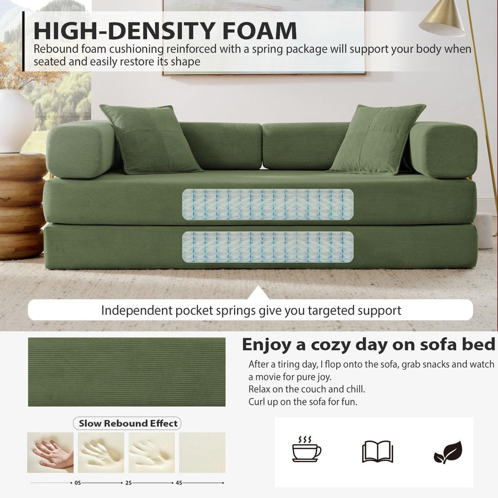 Convertible Folding Sofa Bed, Modern Futon Sleeper Sofa Fold Out Couch Bed wi...