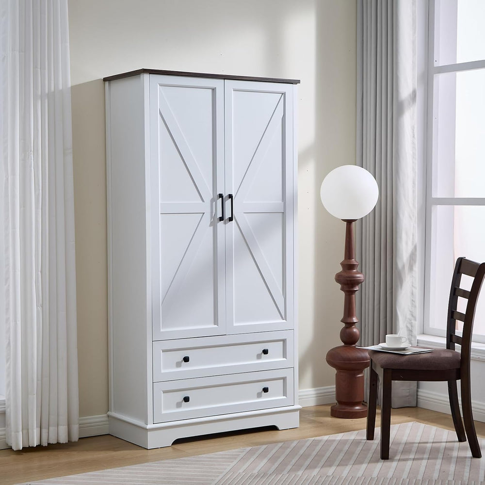 SOOWERY Farmhouse Dresser for Bedroom, Tall Chest of Drawers, White