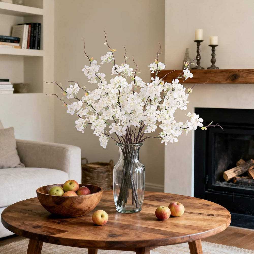 INXUGAO Artificial Cherry Blossom Branches Decor 12 PCS Fake Flowers Indoor