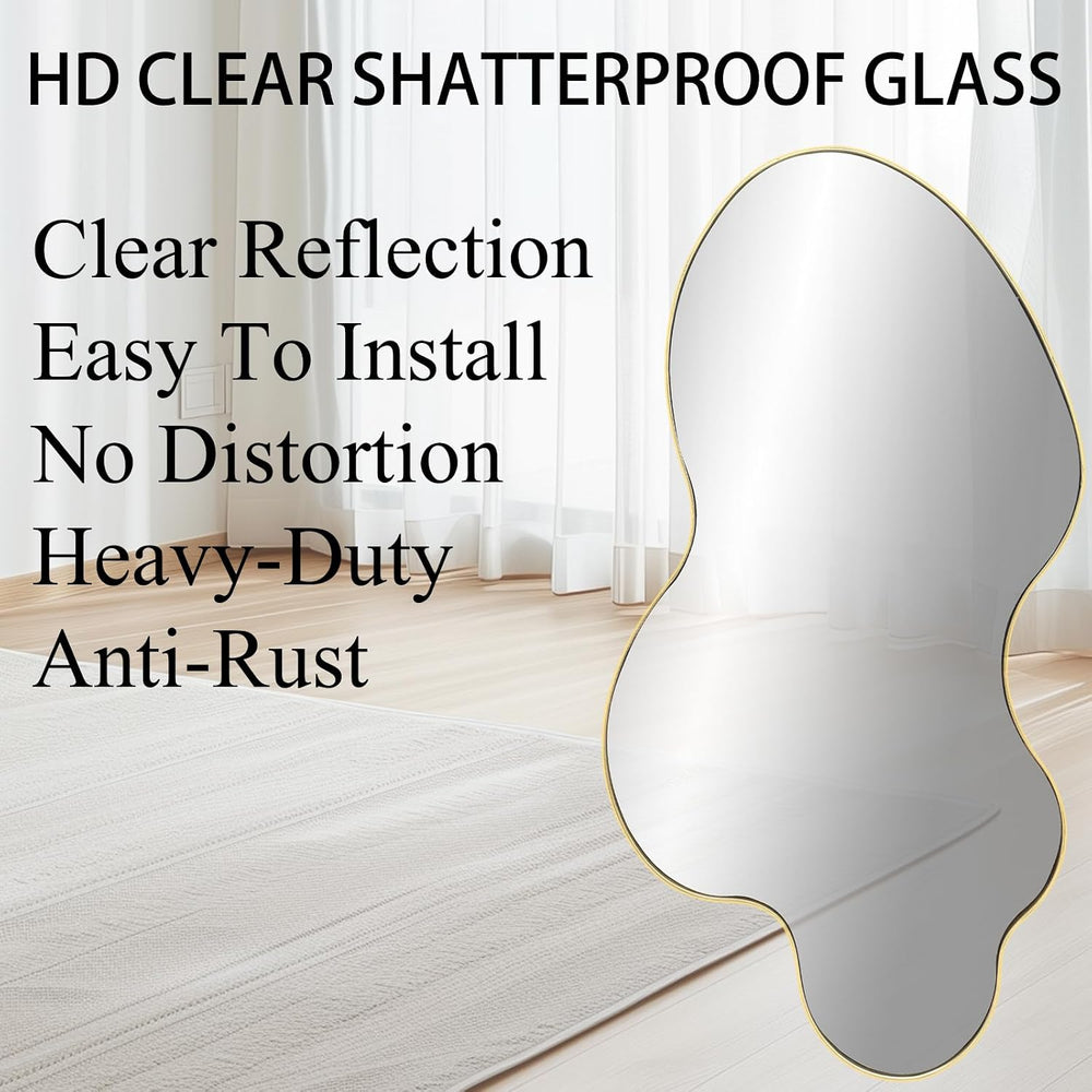 Irregular Wall Mirror, 55"x26" Asymmetrical Decorative Accent Mirro...